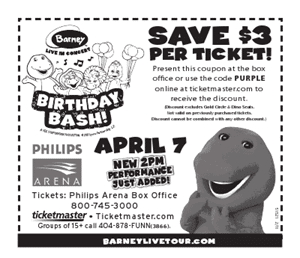 Barney's Birthday Bash in Atlanta coupon