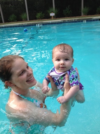 Ev and mommy in pool