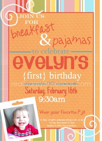 Evelyn s first birthday invite