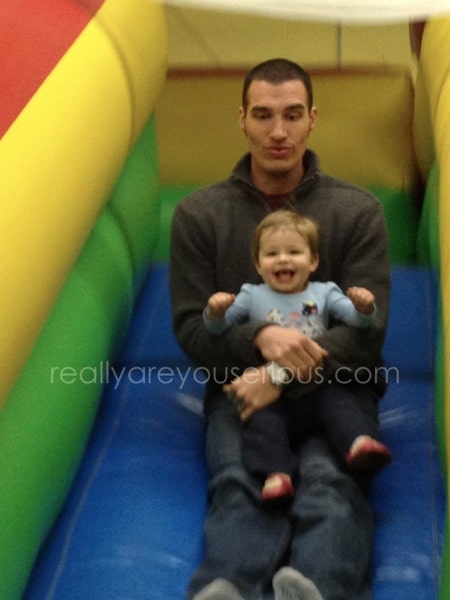 daddy and e on the slide