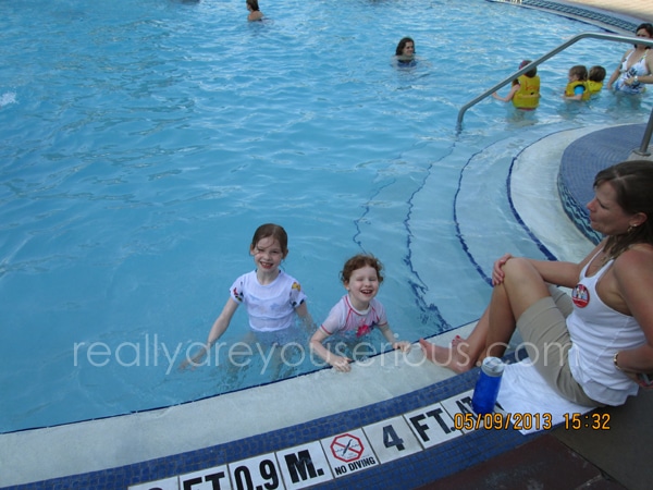 Going for a swim at the pool