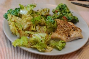 Quick and easy gluten-free baked chicken with salad