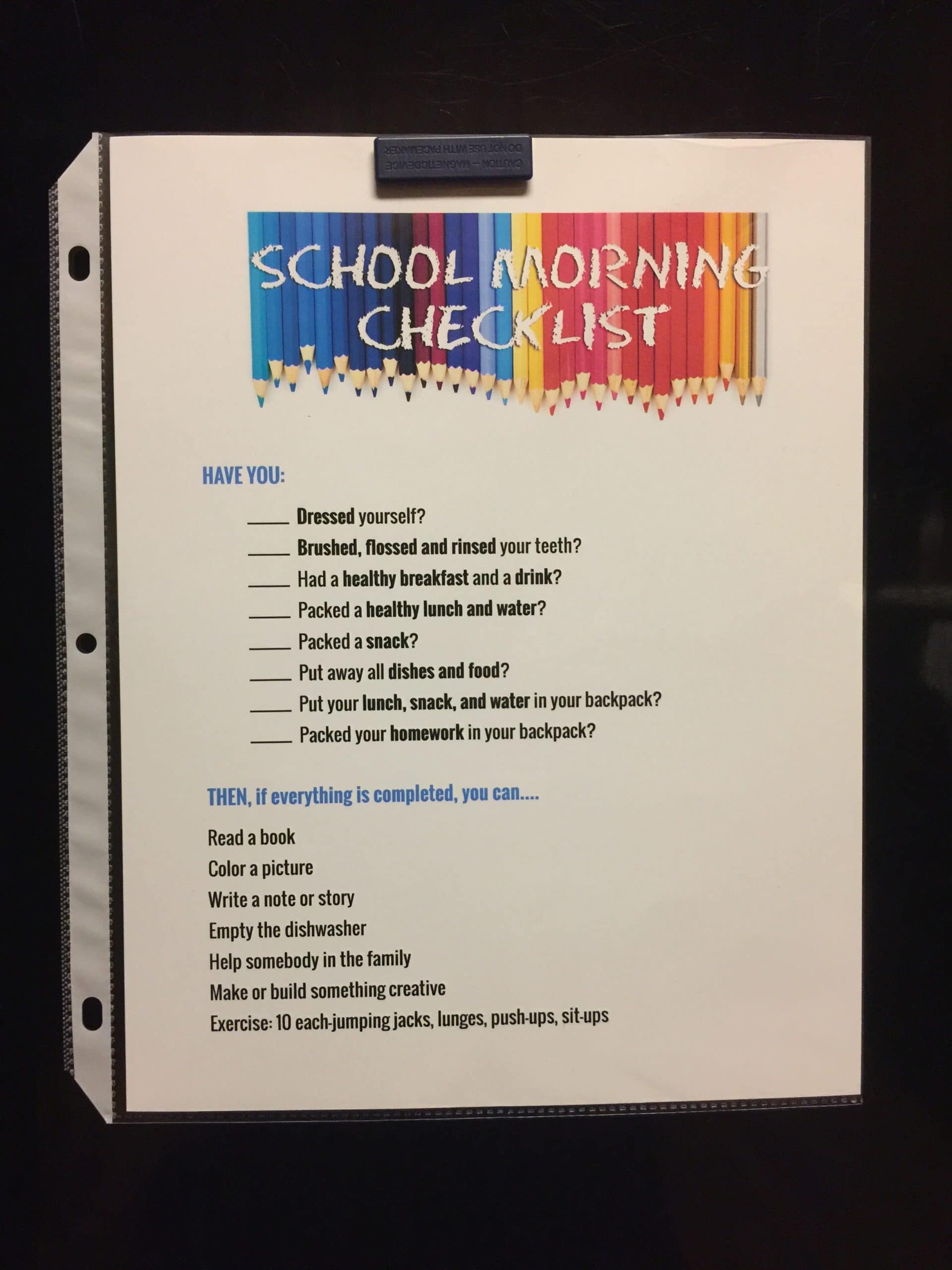 Free morning checklist printable for kids