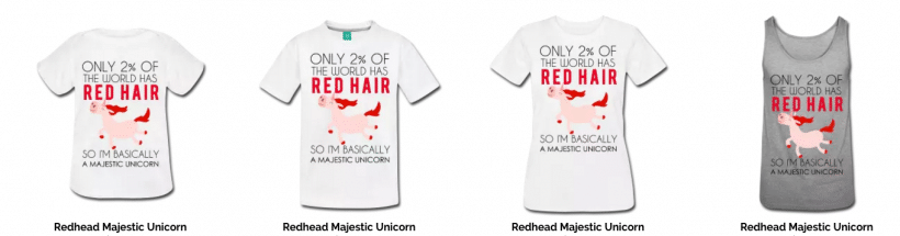 redhead unicorn shirt for kids and adults