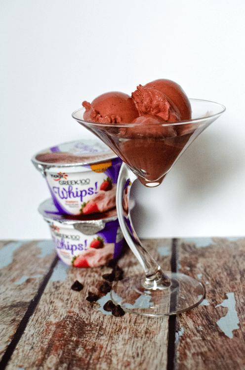 Chocolate Covered Strawberry Frozen Yogurt with Yoplait Whips!