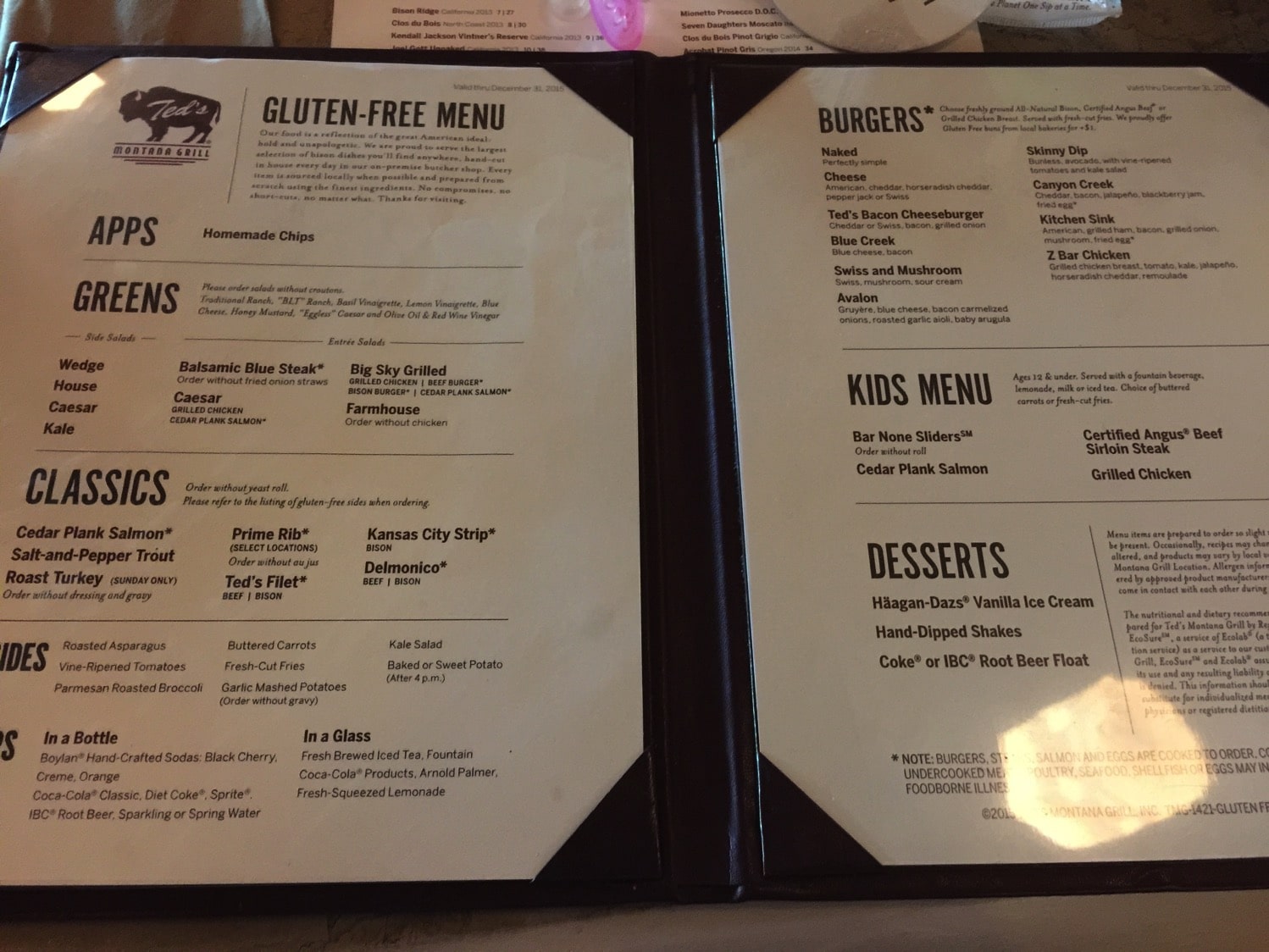 Ted's Montant Gluten Free Menu