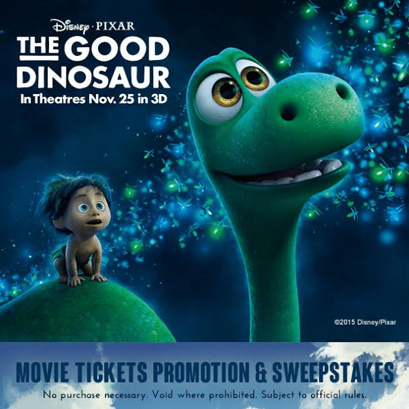 The Good Dinosaur Movie Tickets Promotion and Sweepstakes