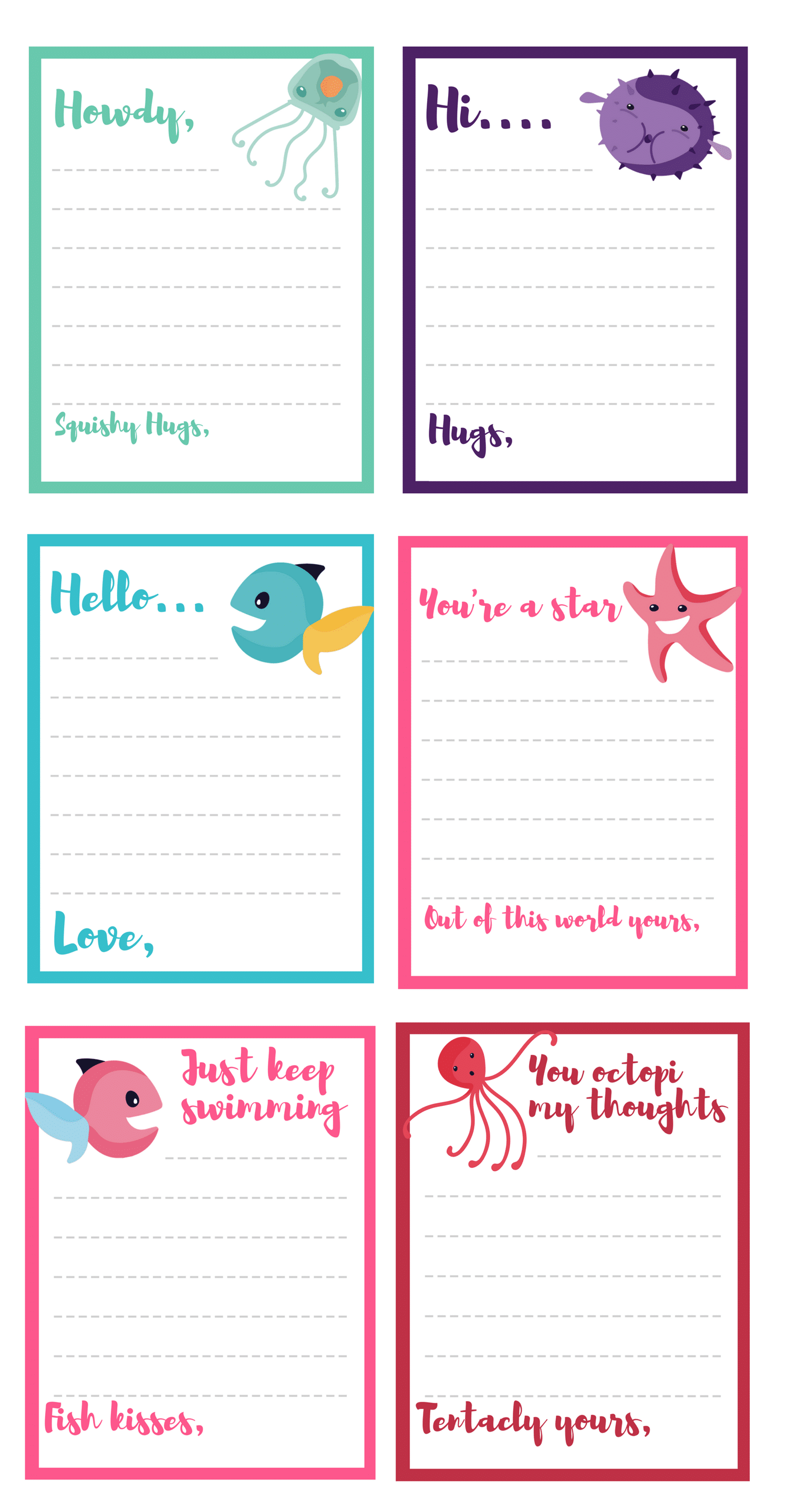 Free Under The Sea Note Card Printables Inspired By Disney Coming To 