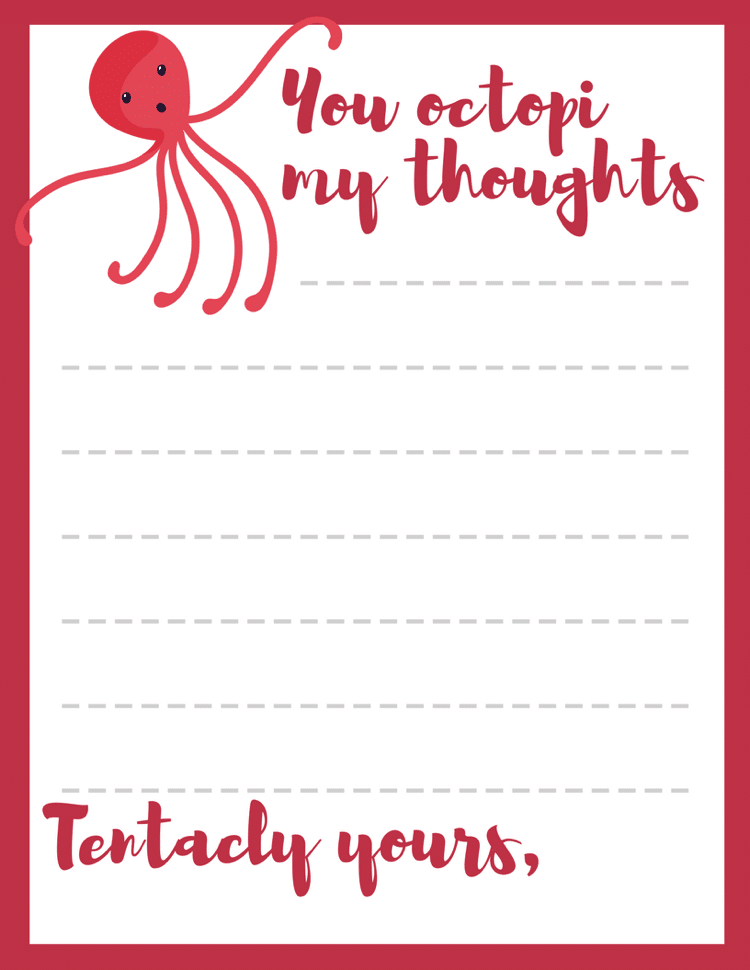 under the sea octopi notecard printable free