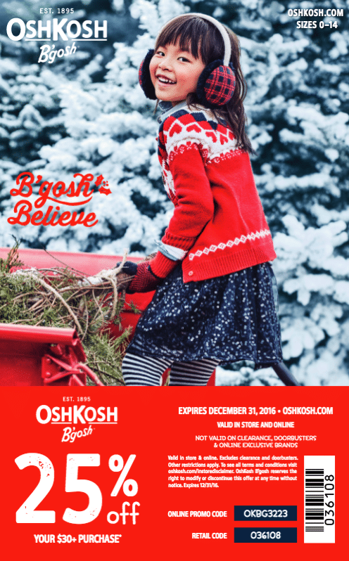 OSHKOSH BGOSH coupon 2016