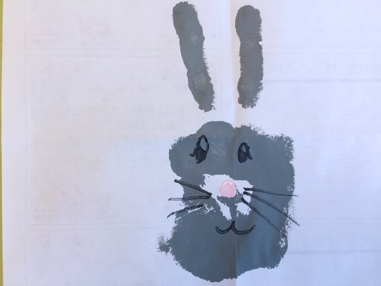 Hand print bunny on paper