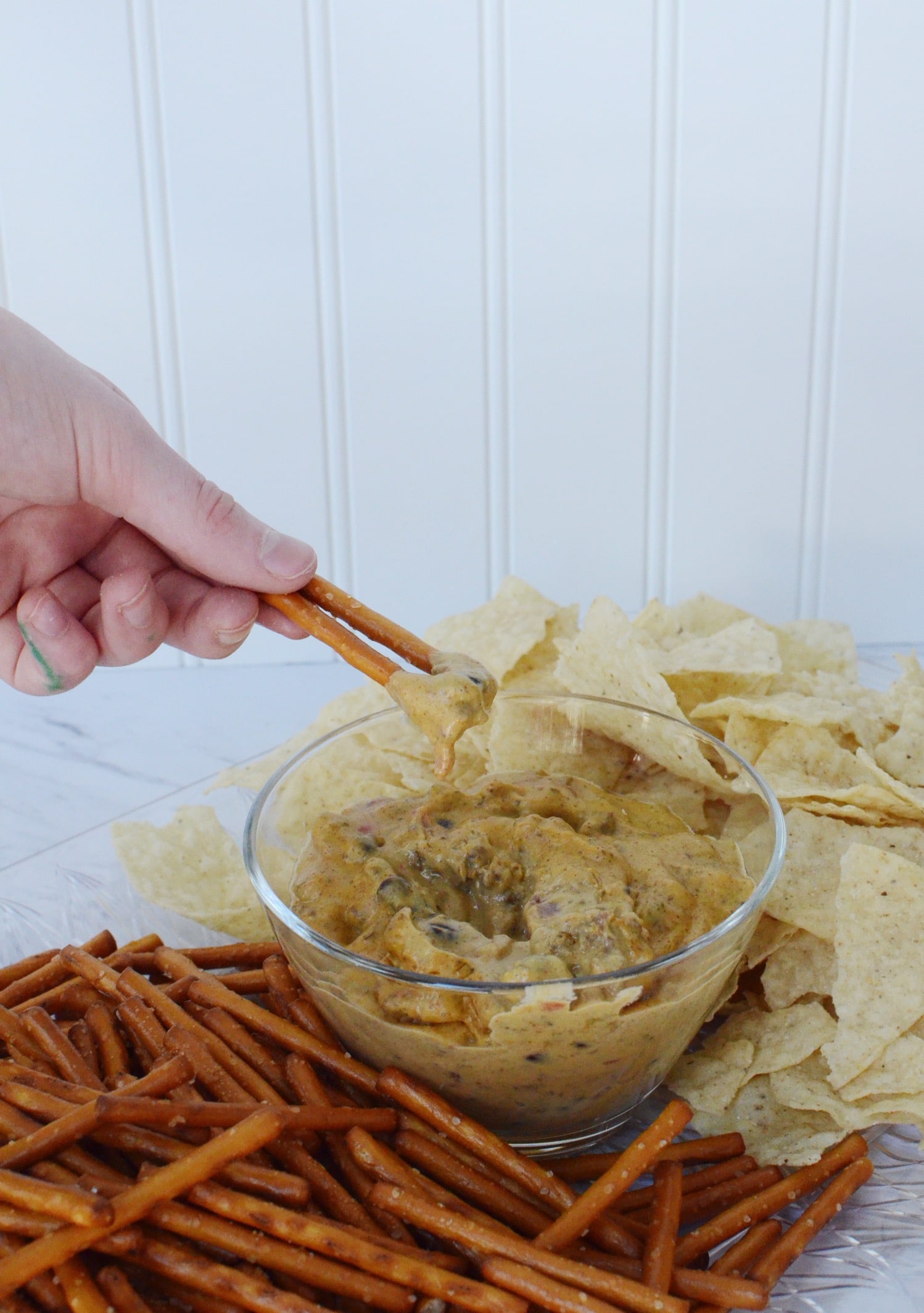 Dairy free chili cheese dip dipping h