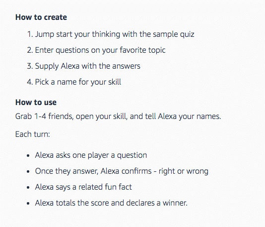 amazon blueprint how to create quiz