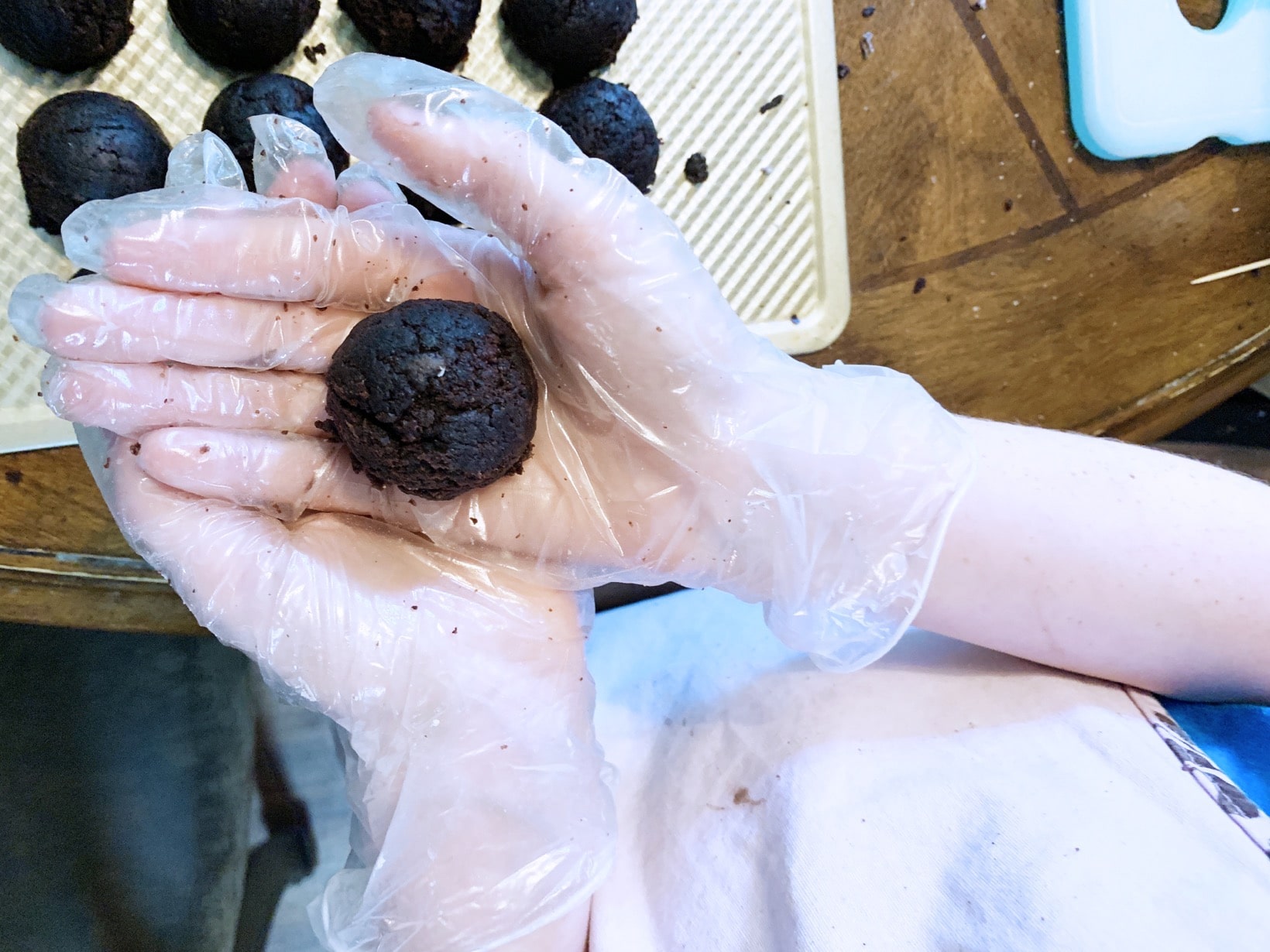 rolling Gluten-free Dairy-free Death by Chocolate Cake balls