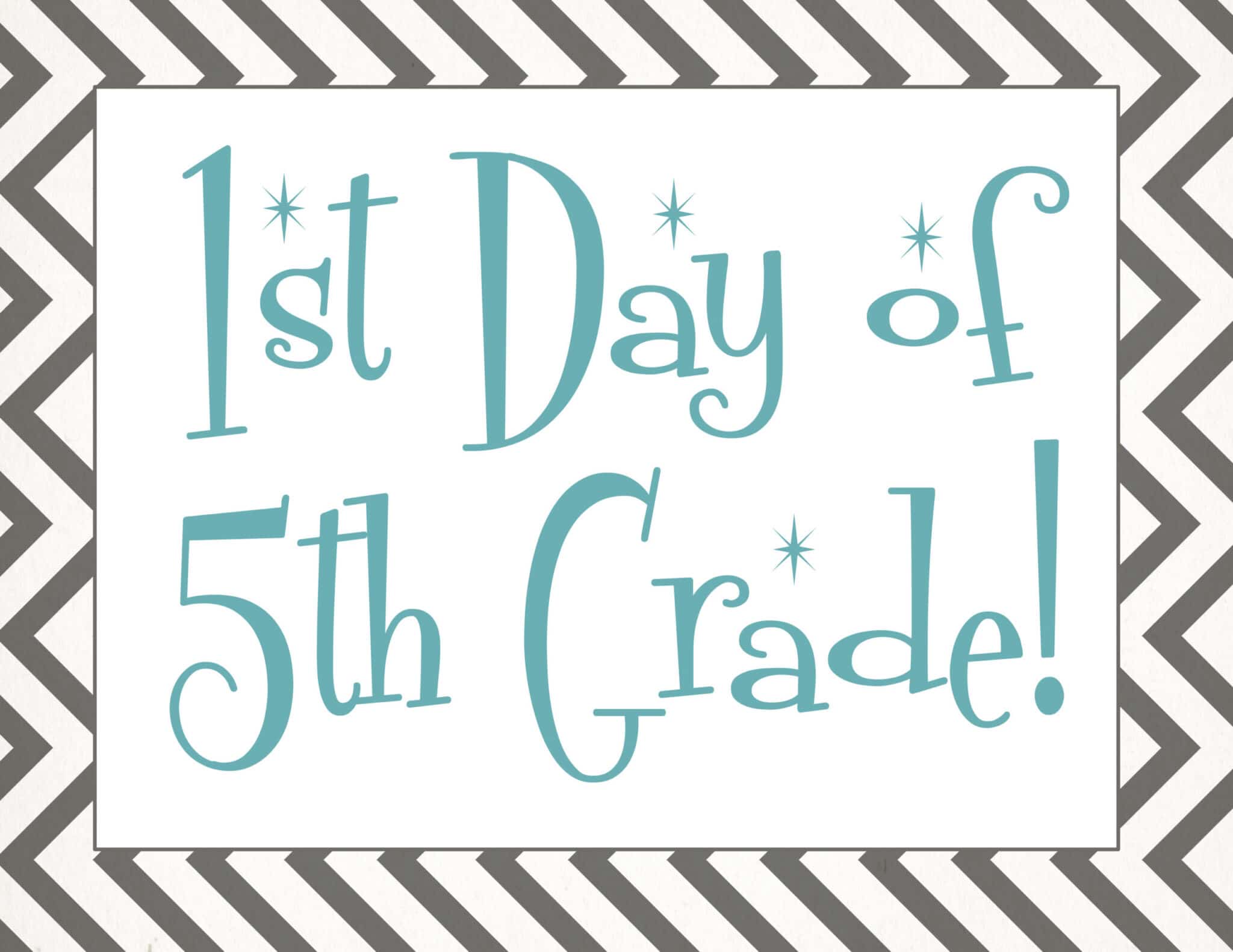 free Back to school printable | first day of 5th grade