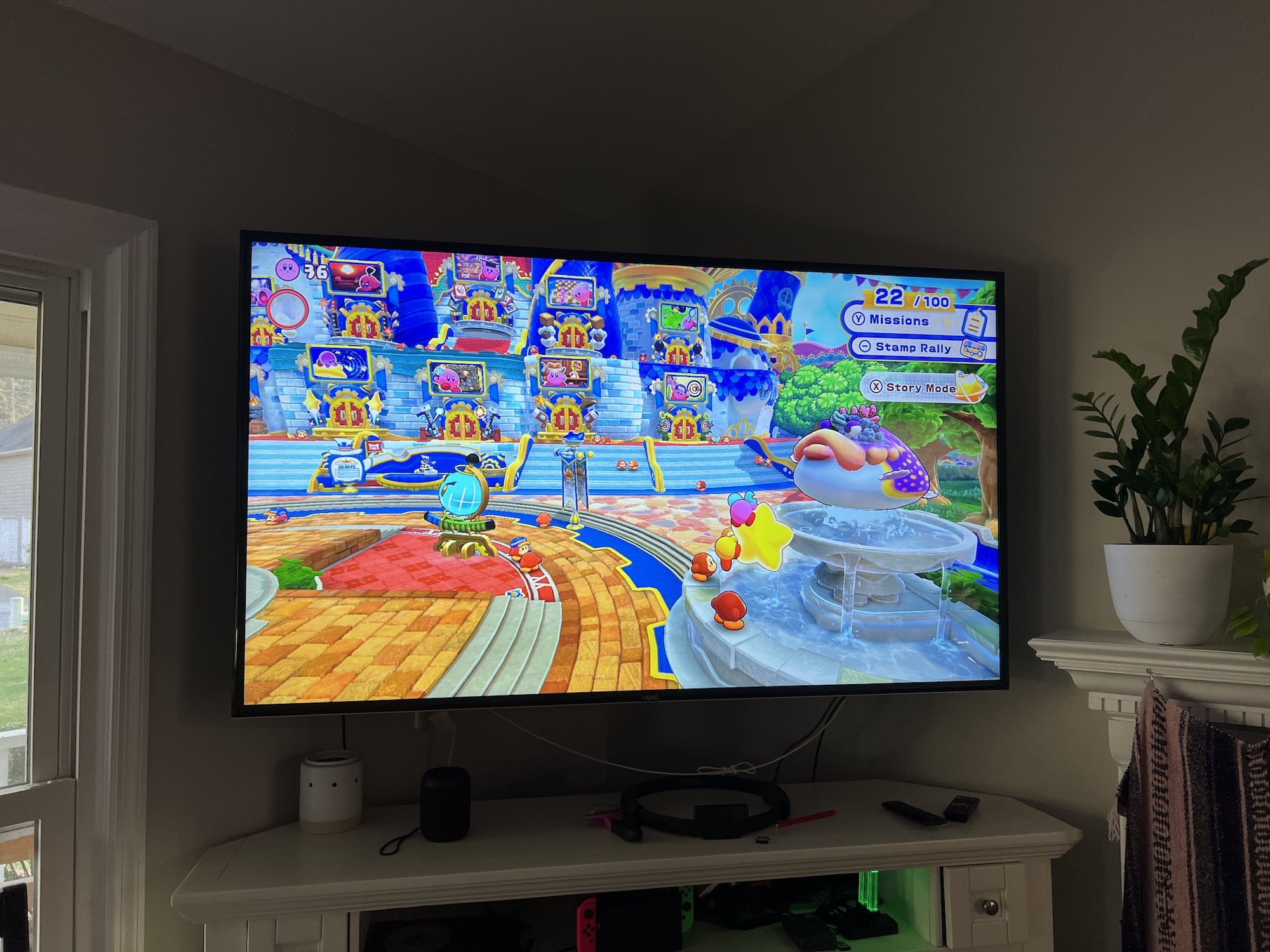playing Kirby’s Return to Dream Land Deluxe on big tv