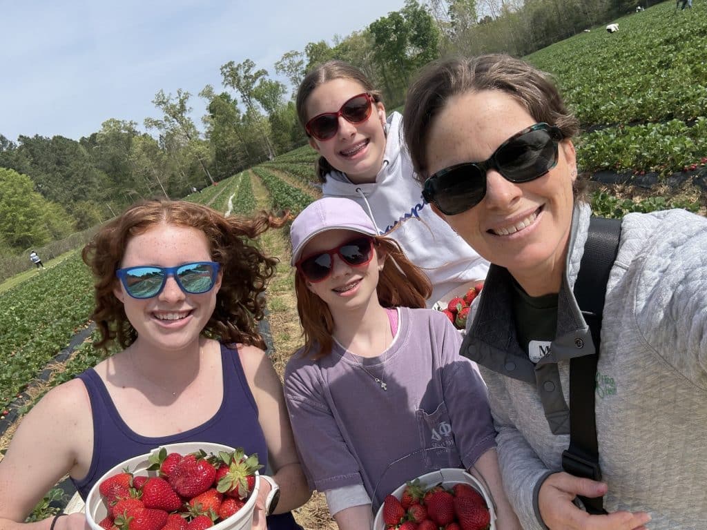 picked lots of strawberries mommy and me monday
